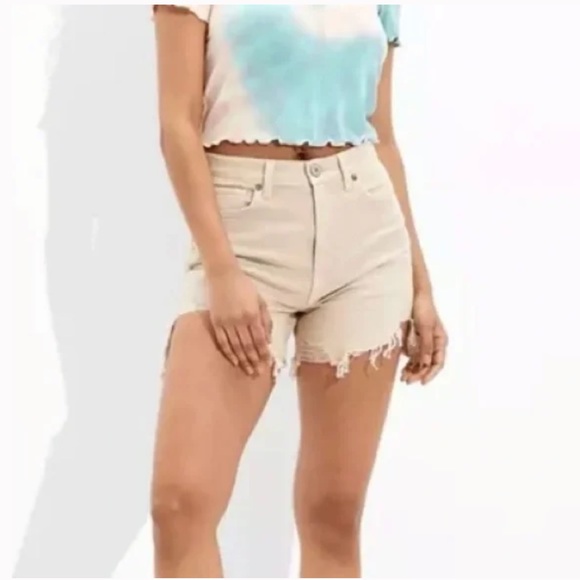 American Eagle Outfitters Pants - American Eagle Highest Rise Mom Shorts Khaki Distressed Sz 6